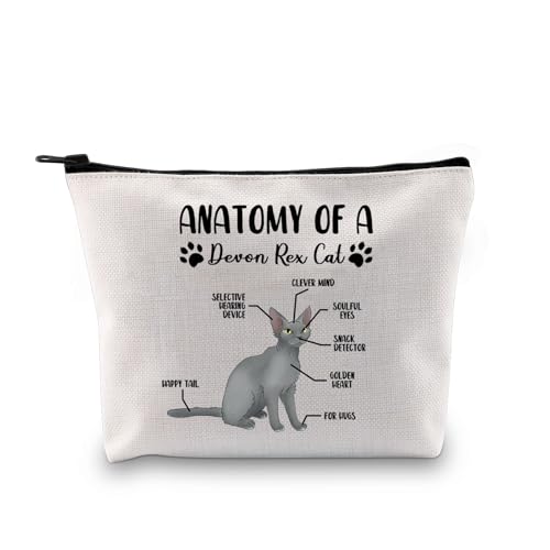 G2TUP Kosmetiktasche mit lustigem Devon Rex, Katzen-Motiv, Anatomie einer Devon Rex, Katze, Kosmetiktasche, Geschenk für Devon Rex, Katzenbesitzer, Geschenk, A Devon Rex Cat MB von G2TUP