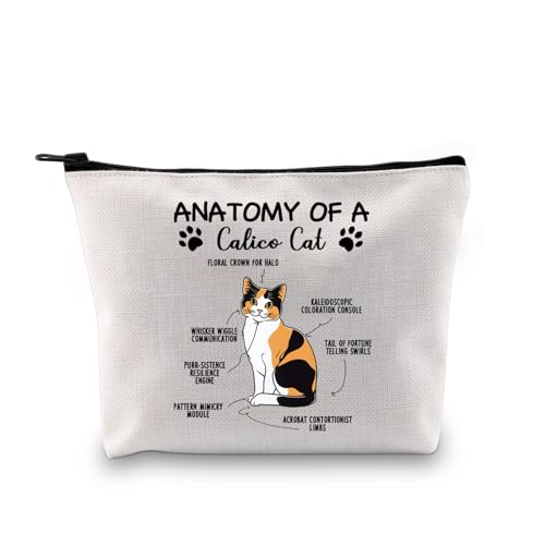 G2TUP Lustiges Calico-Katzen-Geschenk, Anatomie einer Calico-Katze, Make-up-Tasche, Calico, Katze, Mama, Kosmetiktasche, Calico, Katzenbesitzer, Geschenk, A Calico Cat MB von G2TUP