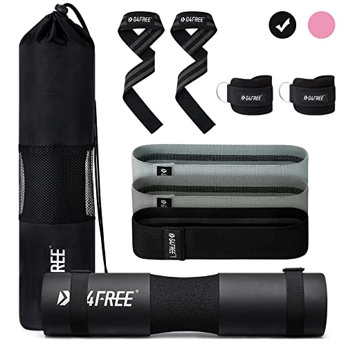 G4Free 9er Set Langhantel Polster/Nackenpolster/Barbell Pad für Kniebeugen/Hip Thrusts/Lunges/Olympic Barbell mit 2-Gym-Knöchel-Sicherheitsgurten&3-Hüft Widerstandsbänder & 2-Fitnessband G4Free 9er Set Langhantel Polster/Nackenpolster/Barbell Pad für Kniebeugen/Hip Thrusts/Lunges/Olympic Barbell mit 2-Gym-Knöchel-Sicherheitsgurten&3-Hüft Widerstandsbänder & 2-Fitnessband von G4Free