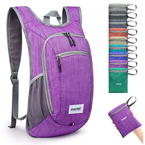 G4Free Kleiner Rucksack, 10/15 l, faltbar, leicht, verstaubar, Tagesrucksack, Reisen, Outdoor, Wandern, Schultertasche, violett, 10Liters von G4Free