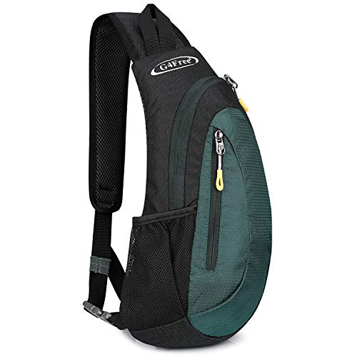 G4Free Leichte Brusttasche Sling Schulter Rucksäcke Nette Umhängetasche Dreieck Pack Rucksack zum Wandern Radfahren Reisen oder Multipurpose Tagepacks, Schwarz und Dunkelgrün, S von G4Free