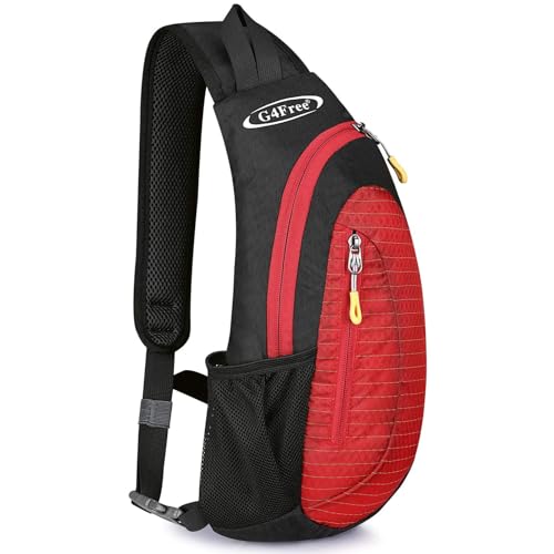 G4Free Leichte Brusttasche Sling Schulter Rucksäcke Nette Umhängetasche Dreieck Pack Rucksack zum Wandern Radfahren Reisen oder Multipurpose Tagepacks, Schwarz und Orange, S von G4Free