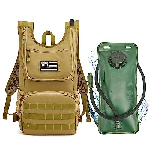 G4Free Militär Trinkrucksack Rucksäck mit 2L Verbesserter Blase Trinkblasen Wanderrucksäcke für Wandern Radfahren Laufen Ausflug und Klettern von G4Free