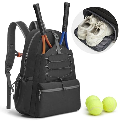 G4Free Tennistasche, Tennisrucksack für Damen und Herren, große Pickleball-Tasche, hält 4 Schläger mit Schuhfach, Schwarz, L, Lässiger Tagesrucksack G4Free Tennistasche, Tennisrucksack für Damen und Herren, große Pickleball-Tasche, hält 4 Schläger mit Schuhfach, Schwarz, L, Lässiger Tagesrucksack von G4Free