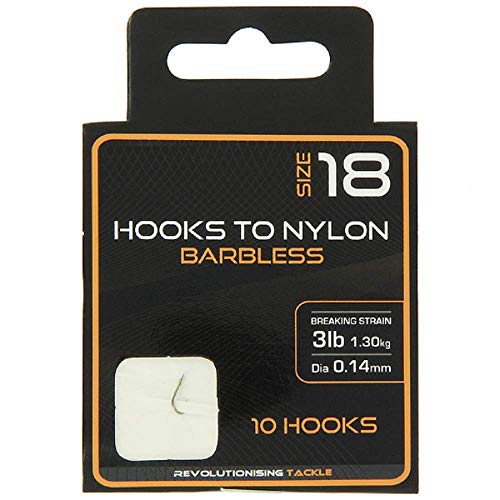 G8DS® Haken mit Vorfach Größe 18 ohne Wiederhaken Barbless 1,3kg 0,14mm Friedfisch Karpfen Weißfisch Schleie Brassen Angeln von G8DS