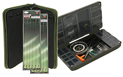 G8DS® Tackle Box für leichte Aufbewahrung ihres Zubehörs Angeln Karpfenangeln Magnetverschluss inklusive Rigbox und Zwei Packungen Haar Vorfächer Größe 8 Hair Rig von G8DS