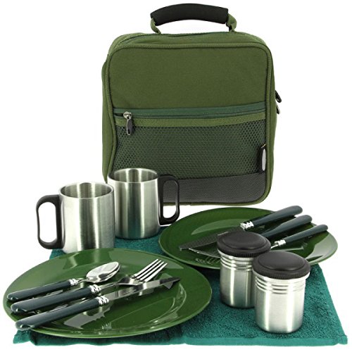 13-teiliges Deluxe G8DS® Campinggeschirr, Tassen und Besteck für 2 Personen Kochgeschirr Camping-Besteck-Geschirr-Set Survival Outdoor von G8DS