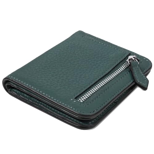 GADIEMKENSD Women Bi-fold Purse RFID Blocking Credit Card Holder Leather Travel Wallet for Woman Zipper Small Coin Pocket Cute Compact Ladies Purse with ID Window Card Cash Slots Ultra Slim Dark Green von GADIEMKENSD