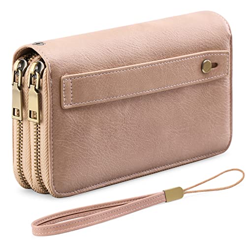 GAEKEAO Geldbörse Damen Gross, Portemonnaie Damen Veganes Leder Doppel Reißverschluss Kreditkartenetui, RFID Schutz Clutch Geldbeutel Damen Groß, mit Viel Kartenfächer Wallet, Portmonee für Frauen GAEKEAO Geldbörse Damen Gross, Portemonnaie Damen Veganes Leder Doppel Reißverschluss Kreditkartenetui, RFID Schutz Clutch Geldbeutel Damen Groß, mit Viel Kartenfächer Wallet, Portmonee für Frauen von GAEKEAO
