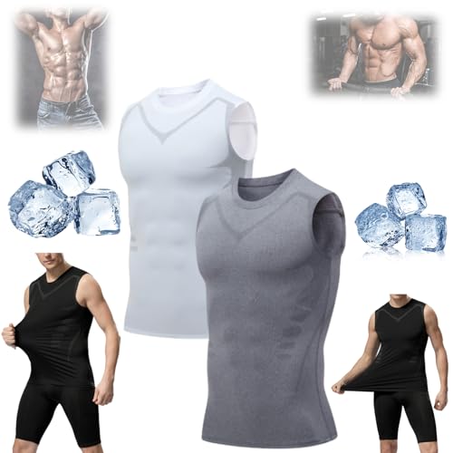 GAGFDA 2024 Version Ionic Shaping ärmelloses Hemd, Kompressionsweste für Herren, Bodyshaper-Weste, ärmellose Kompressionsshirts für Herren (2 Stück A, 4XL) von GAGFDA