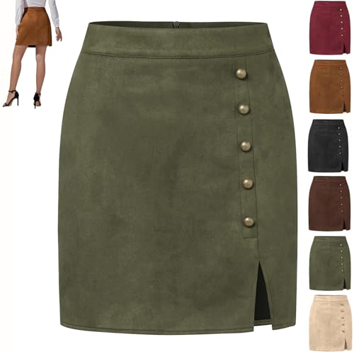 GAGFDA Damen Mini Faux Wildleder Rock Herbst Winter Hohe Taille A-Linie Seite Split Wildleder Mini Kurz Rock mit Reißverschluss hinten für Party Cocktail, dunkelgrün, M GAGFDA Damen Mini Faux Wildleder Rock Herbst Winter Hohe Taille A-Linie Seite Split Wildleder Mini Kurz Rock mit Reißverschluss hinten für Party Cocktail, dunkelgrün, M von GAGFDA