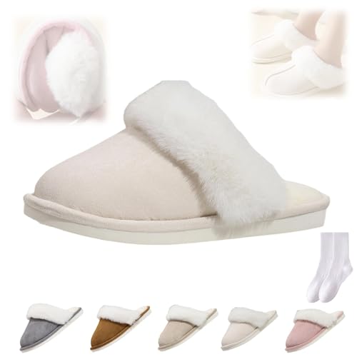 GAGFDA Dreamtoe Hausschuhe für Damen, Wildleder-Hausschuhe, warm, bequem, rutschfest, flauschige Hausschuhe, Winter-Hausschuhe für Zuhause von GAGFDA