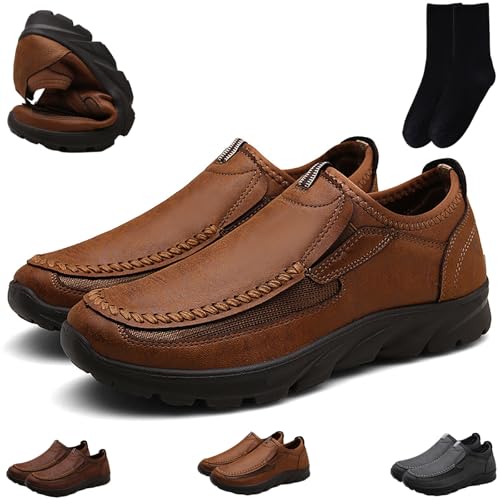 GAGFDA Herren Bequeme orthopädische Schuhe Leichte Leder Loafers, Fahrschuhe Männer Handgenäht rutschfest Casual Slip on Walking Schuhe von GAGFDA