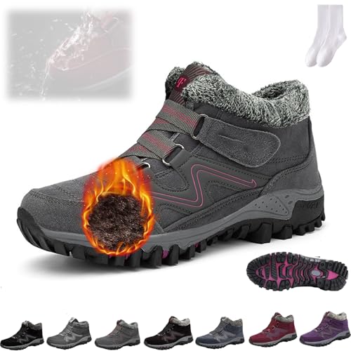 GAGFDA Orthopädische wasserdichte Winterstiefel für Damen, Thermostiefel, Outdoor, rutschfest, verstellbar, mit Fell gefüttert, warme Schneestiefel von GAGFDA