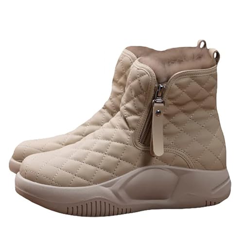 GAGFDA Warme Plateau-Schneestiefel für Damen, wasserdicht, für den Winter, warm, rutschfest, mit Fell gefüttert, Stiefeletten mit seitlichem Reißverschluss, wasserdichte Schneestiefel für Damen von GAGFDA