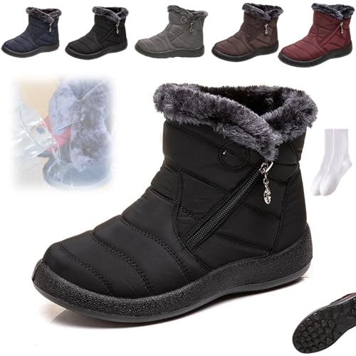 GAGFDA Winterstiefel für Damen, wasserdicht, Schnee, rutschfest, wasserdicht, orthopädisch, warm, mit Fell gefüttert, Stiefeletten mit seitlichem Reißverschluss GAGFDA Winterstiefel für Damen, wasserdicht, Schnee, rutschfest, wasserdicht, orthopädisch, warm, mit Fell gefüttert, Stiefeletten mit seitlichem Reißverschluss von GAGFDA