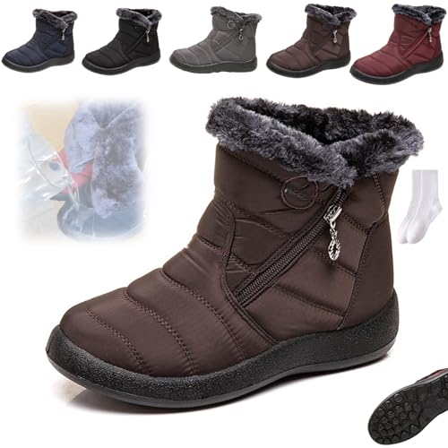 GAGFDA Winterstiefel für Damen, wasserdicht, Schnee, rutschfest, wasserdicht, orthopädisch, warm, mit Fell gefüttert, Stiefeletten mit seitlichem Reißverschluss GAGFDA Winterstiefel für Damen, wasserdicht, Schnee, rutschfest, wasserdicht, orthopädisch, warm, mit Fell gefüttert, Stiefeletten mit seitlichem Reißverschluss von GAGFDA