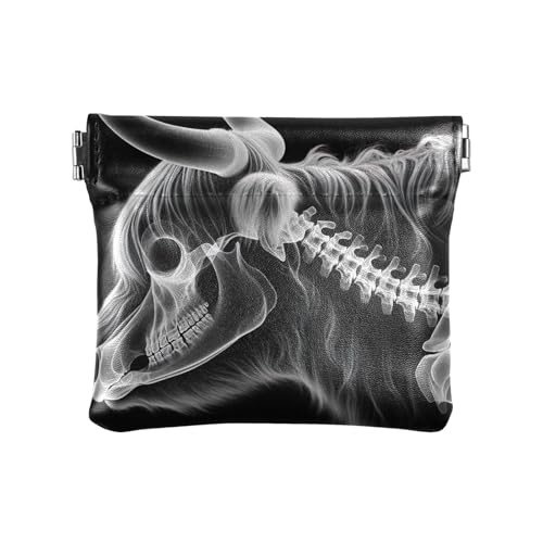 Elegante Geldbörse mit Blumenmuster auf dunkler Münztasche, Röntgen-Skelett-Bull, Einheitsgröße, Muster: von GAIREG