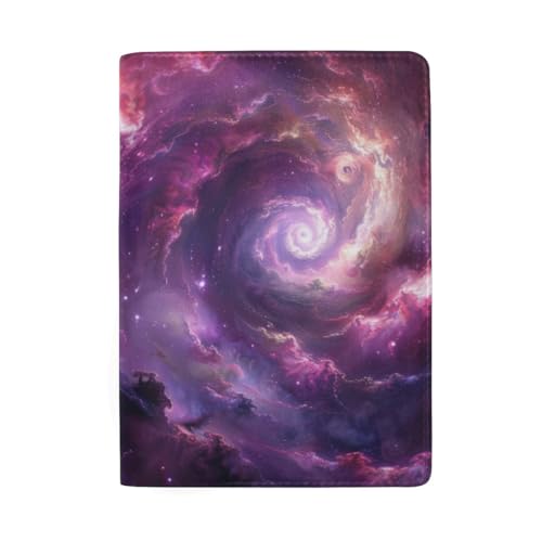 Niedliche Reisepasshülle Reisepasshülle Damen Leder, Lila Rosa Spirale Galaxy Art von GAIREG