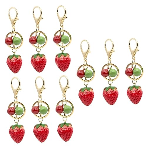 9 Stk Erdbeer-Schlüsselanhänger süße schlüsselanhänger Erdbeerförmiger Anhänger Fruchtbeutel-Anhänger Obst-Rucksack-Ornamente Erdbeerdekor erdbeertaschenverzierungen Schlüsselringe GALPADA von GALPADA