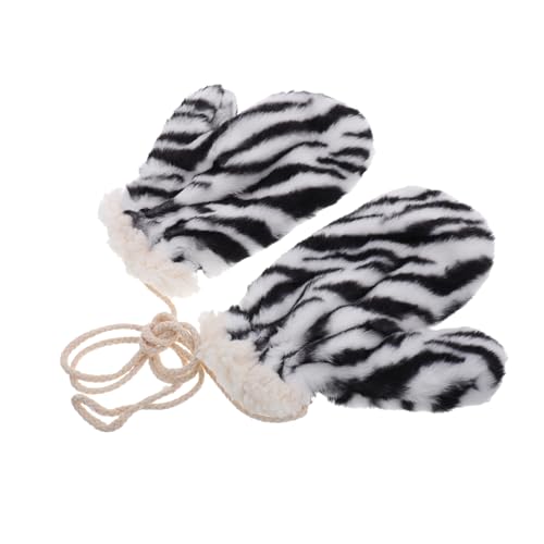 GALPADA 1 Paar Warme Fäustlinge Damen Zebra Handschuhe Winterhandschuhe Vollfingerhandschuhe Warme Handschuhe Winterhandschuhe Mit Schnur Für Outdoor Aktivitäten von GALPADA