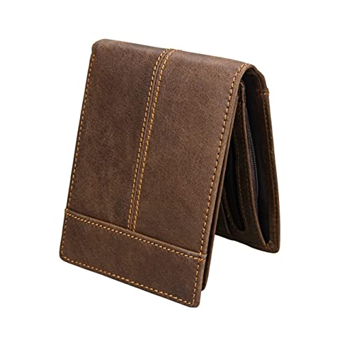 GALPADA 1 Stück Mad Horse Herren Geldbörse Aus Echtem Leder RFID Blockierende Wallet Mit ünzfach Und Mehreren Kartenfächern Klassisches Design Ideal Für Alltag Und Reisen von GALPADA