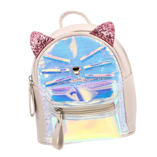 GALPADA 1Stk Rucksack mit Pailletten Kinderrucksack Katze Schultertasche süßer Rucksack Katze Schultasche Katzen Rucksack büchertasche School Bag Schulbuch Rucksack Reiserucksack PVC Weiß von GALPADA