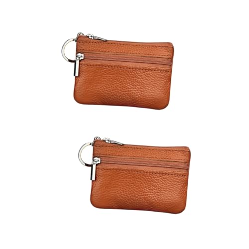 GALPADA 2 STK Geldbörse damengeldbeutel small Bag Mini-Portemonnaie Mini gepäckträgertasche portmonee Mini Brieftasche mit umlaufendem Reißverschluss Schlüsseletui Münzbeutel Münze Brown von GALPADA