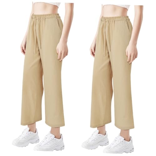 GALPADA 2St lässige Joggerhose Jogginghose Damen für entspannte Aktivitäten Freizeithosen mit weitem Bein Strandhosen für Damen lockere Damen Jogginghose Elasthan von GALPADA