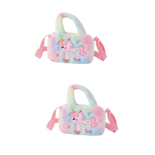 GALPADA 2st Einhorn-Tasche Entzückende Plüschhandtasche Reise-umhängetaschen Für Damen Kinder-Einkaufstasche Umhängetasche Für Kleinkinder Geschenktüte Für Mädchen Hemdknopf-chic Colorful von GALPADA