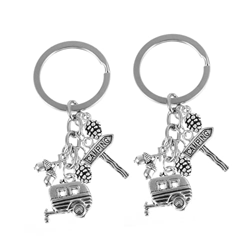 GALPADA 2st Ruhestand Schlüsselanhänger Campinganhänger Wandergeschenke Rv Reisender Keychain Outdoor- Campingurlaub Schlüsselanhänger Schlüsseletui Metall Material von GALPADA