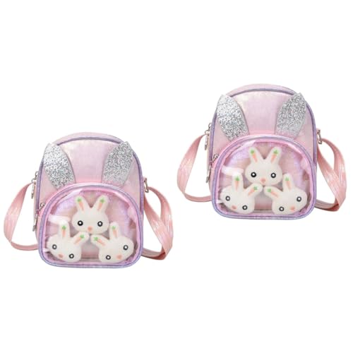 GALPADA 2st Schultertaschen Mini-geldbörse Geldbörse Für Mädchen Glitzernde Kindertasche Handy-geldbörse Mini-büchertasche Hasentasche Umhängetasche Klein Kinder Geldbörsen Rosa Pu-Leder von GALPADA