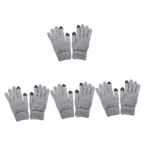 GALPADA 4 Paare Gestrickte Handschuhe Reithandschuhe Gestrickte Fahrhandschuhe Winterhandschuhe Damen Handschuhe Für Damen Fitness-Handschuhe Fahrradhandschuhe MTB-Handschuhe Grey Acryl von GALPADA