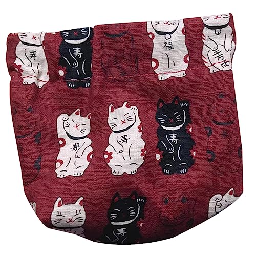 GALPADA Geldbörse Lucky Cat Outdoor-schlüsseltasche Handtasche Tragbare Münztasche Mädchen Tasche Beutel Zum Organisieren Von Münzen Tragbare Wechseltasche Portemonnaie Baumwolle Rot von GALPADA