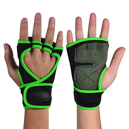 GALSOR Unisex-Turnhandschuhe Cross-Trainingshandschuhe Fingerlose Gewichtheberhandschuhe(Color:Grün,Size:Medium) von GALSOR