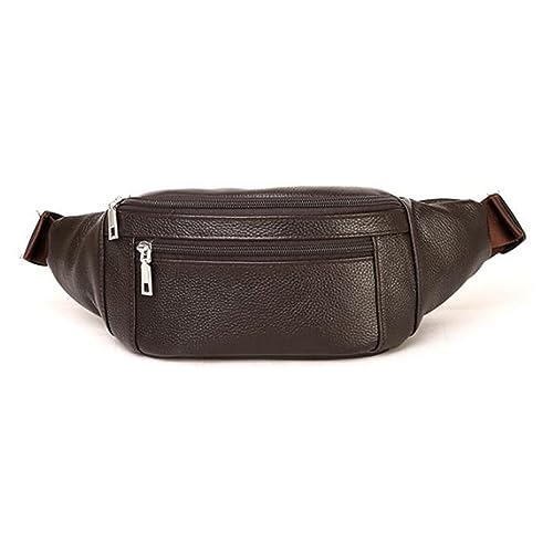 Tasche mit verstellbarem Hüftgurt Hüfttasche Herren Fit Umhängetasche Leder Herrentasche Pendler Brusttasche(Color:Braun) von GALSOR