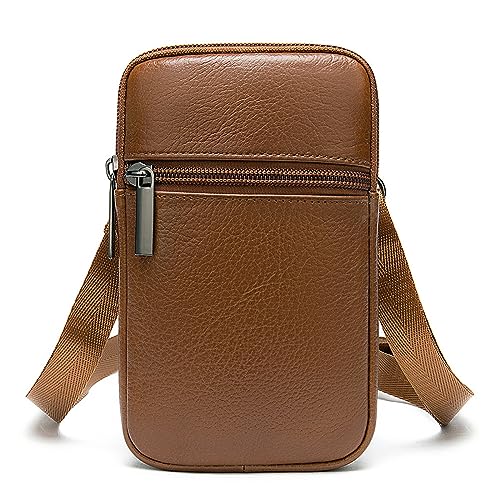Tasche mit verstellbarem Hüftgurt Lässige, leichte, vertikale Handy-Gürteltaschen, kleine Gürteltasche(Color:Braun) von GALSOR