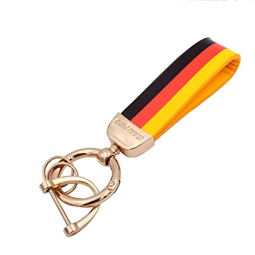 GAMPRO Schlüsselanhänger Herren Gold Deutsche Flagge Auto Schlüsselband Damen Schlüsselband mit 3 ausklinkbare Schlüsselring Ringe und Geschenkbox, 12cm GAMPRO Schlüsselanhänger Herren Gold Deutsche Flagge Auto Schlüsselband Damen Schlüsselband mit 3 ausklinkbare Schlüsselring Ringe und Geschenkbox, 12cm von GAMPRO