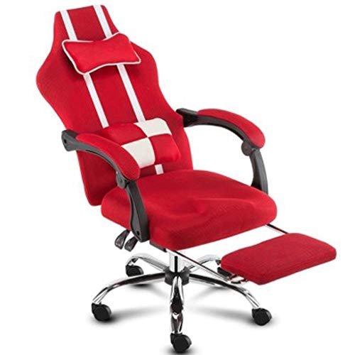 GANGUIO Gaming: Ergonomischer Executive-Drehstuhl mit Kopfstütze und Lendenkissen, Mesh-Design, für Erwachsene GamerRotStahlfüße von GANGUIO