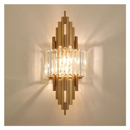 GANGUIO Luxuriöse LED-Kristall-Wandleuchte für Zuhause, modernes Wohnzimmer, Sofa, Hintergrund, Wandleuchte, goldene Kristalllampe, nordisches Schlafzimmer, Nachttischlampe, Wandleuchte von GANGUIO