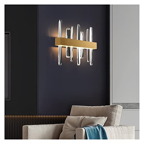 GANGUIO Wandlampe, postmoderne Luxus-Kristall-LED-Wandleuchte, kompatibel mit Schlafzimmer-Nachttisch-TV-Hintergrund-Wandlampe aus Edelstahl – Innenkunst, Wandleuchte von GANGUIO