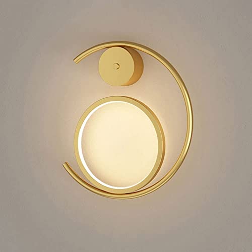 GANGUIO l Helles goldenes Metall l Helles geometrisches Zimmer l Wandleuchte, 13 W LED Modern l Angebaute Lampe, nordischer Ring l Beleuchtungskörper für Wohnzimmer Innen l Waschlichter Home von GANGUIO