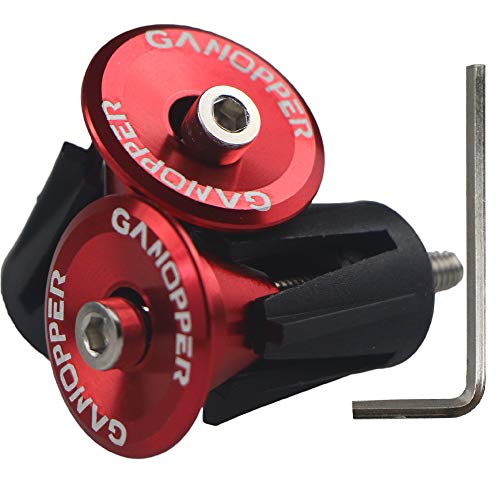 GANOPPER 1 Paar Fahrrad Lenker Ende Stecker MTB Rennrad Fahrrad Aluminium Lenker Griffe hoher Qualität Lenker Cap Stoppern 6 Farben (rot) von GANOPPER