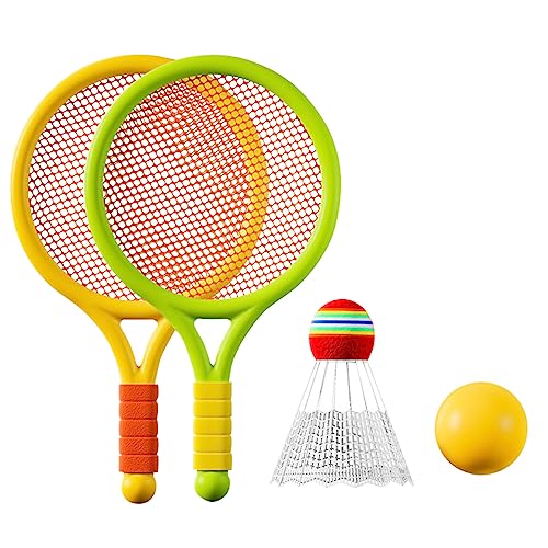 GANYKQ Kinder-Tennisschläger, weiche Trainingsbälle, Badminton-Federbälle, Tennisschläger-Sets für Kinder, Outdoor-Indoor-Sport von GANYKQ