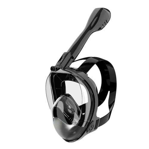 Vollgesichts-Schnorchelmaske, 180°-Panoramablick, freies Atmen für Erwachsene und Kinder, beschlag- und auslaufsichere Schnorchelmaske mit verstellbaren Streifen Black,L/XL von GAOJYLF