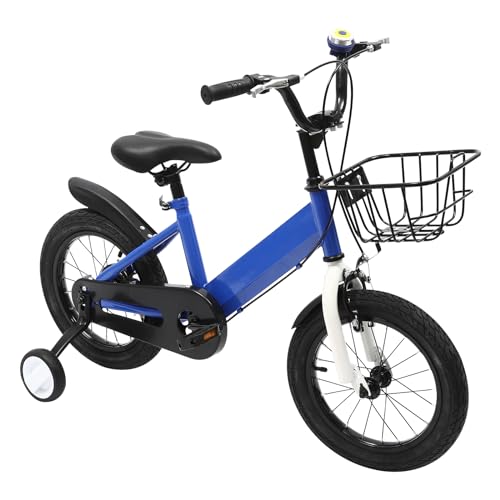 35,6 cm (14 Zoll) Fahrrad für Kinder, höhenverstellbar, Fahrräder für Kinder, mit Korb und Fahrradpedalen für Kinder, für Jungen und Mädchen von 3 bis 5 Jahren (blau) von GAOUSD