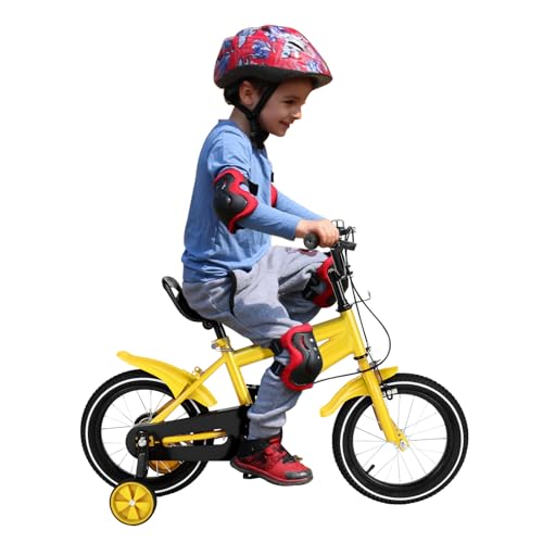 GAOUSD 14 Zoll Kinderfahrrad, höhenverstellbar, mit abnehmbaren Antriebsrädern, Schutzblechen und Pedalen, ideal für Jungen und Mädchen von 3 bis 6 Jahren von GAOUSD