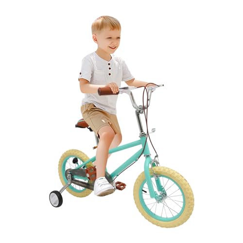 Kinderfahrrad 35,6 cm (14 Zoll), höhenverstellbar, mit Pedal, Bremse, Antriebsräder, Kinder, Farbe Reifen, geeignet für Kinder von 3 bis 4 Jahren, Unisex (grün) von GAOUSD