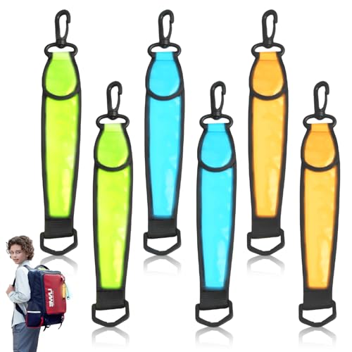 GAOUTO 6 Stück LED Blinklicht Reflektierende Anhänger, 3 Modi LED Kinder Sicherheitslicht, Reflektierende Lichtband Reflektor Anhänger, Wasserdicht Reflektor Anhänger für Rucksack Wandern Joggen von GAOUTO