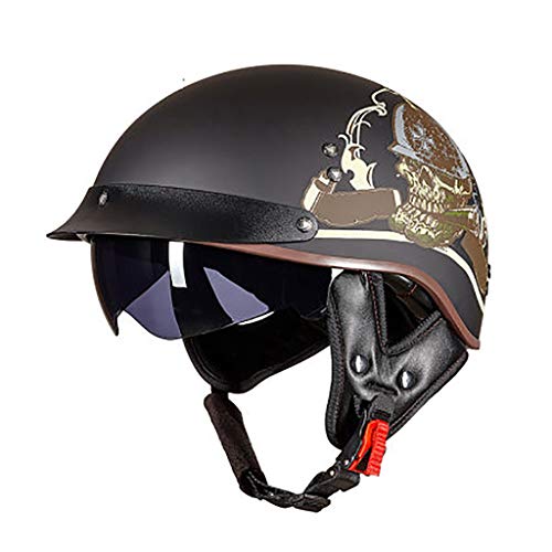 GAOZ Brain-Cap · Halbschale, ECE Approved Retro Halbhelme Jet-Helm Motorrad-Helm, Motorrad Offener Half Helm mit Visier für Cruiser Chopper Biker Halbhelme für Männer und Frauen (55-62 cm) von GAOZ